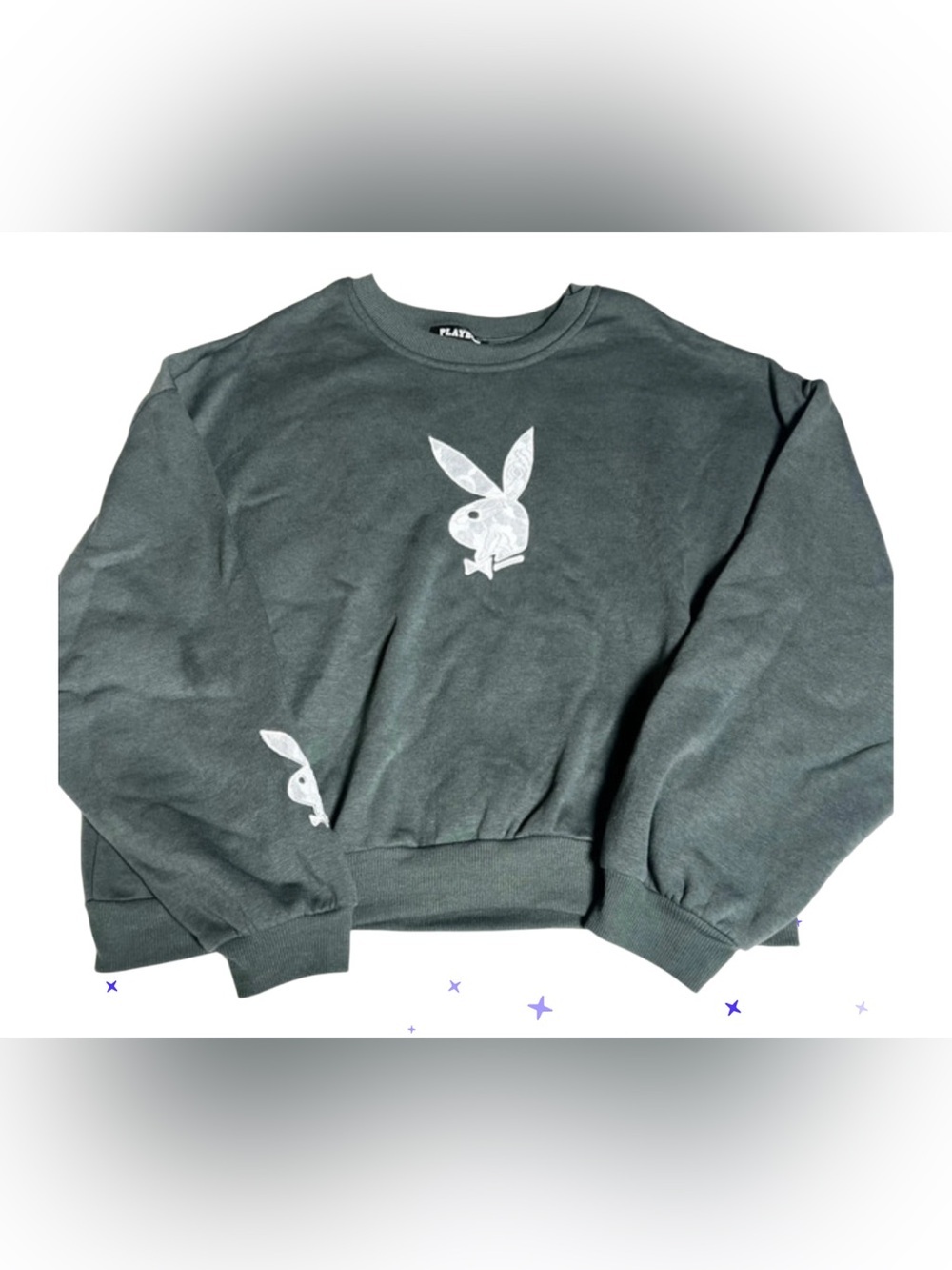 VGC-Large PLAYBOY crewneck long sleeve logo on front & back in
White LACE Logo